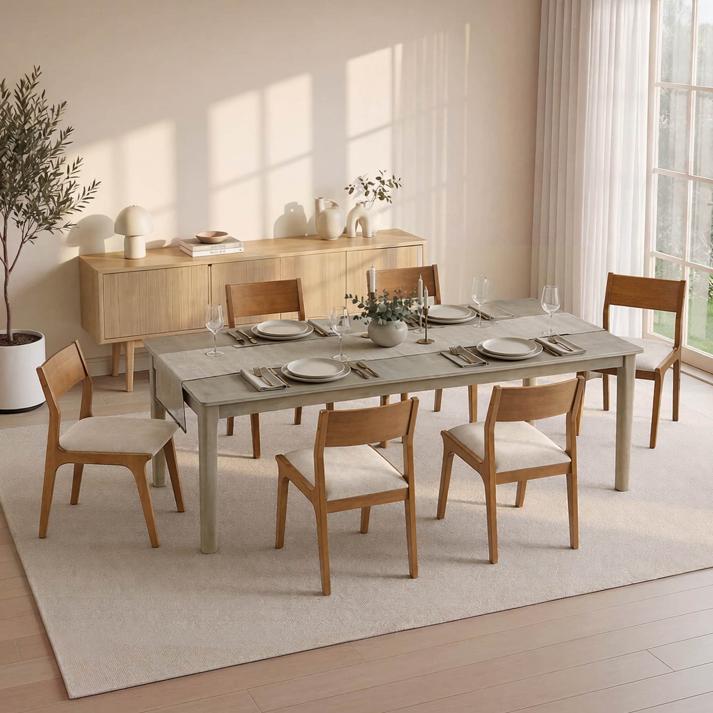 Dining Table with Extendable Design, 70.9"-90.6" Length