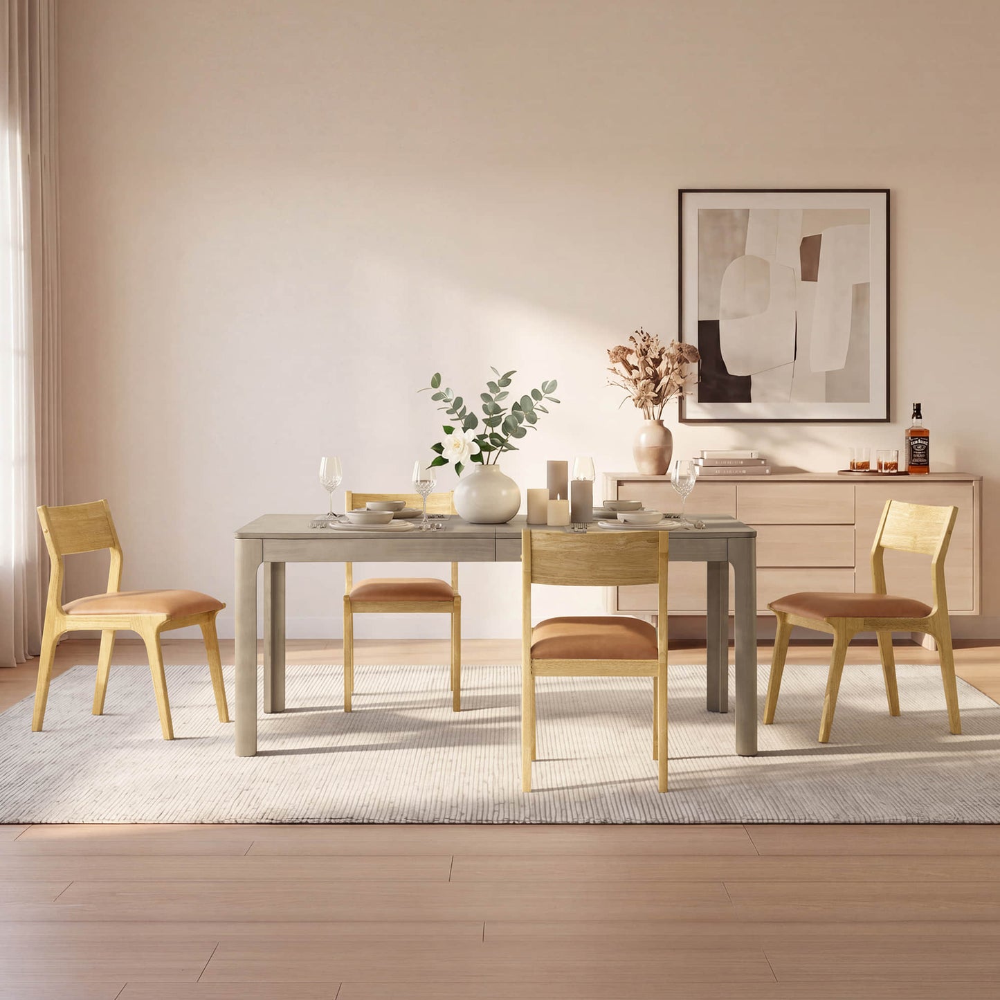 Dining Table with Extendable Design, 70.9"-90.6" Length