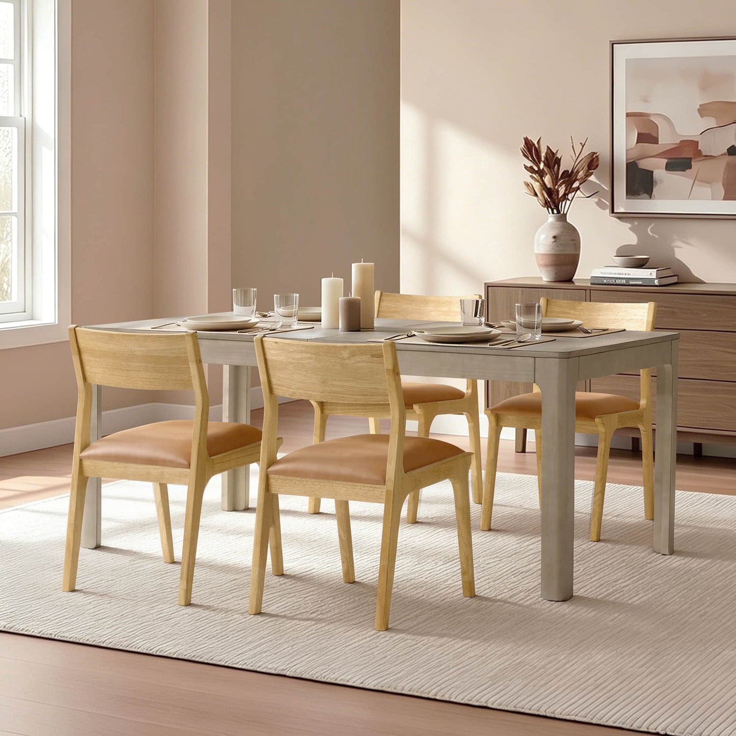 Dining Table with Extendable Design, 70.9"-90.6" Length