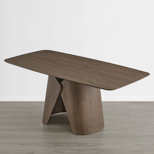 Dining Table with Sculptural Wood Base and Round Top