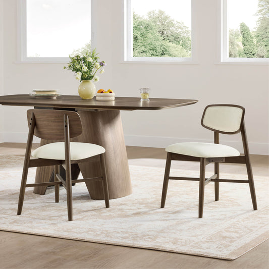 Dining Table with Sculptural Wood Base and Round Top