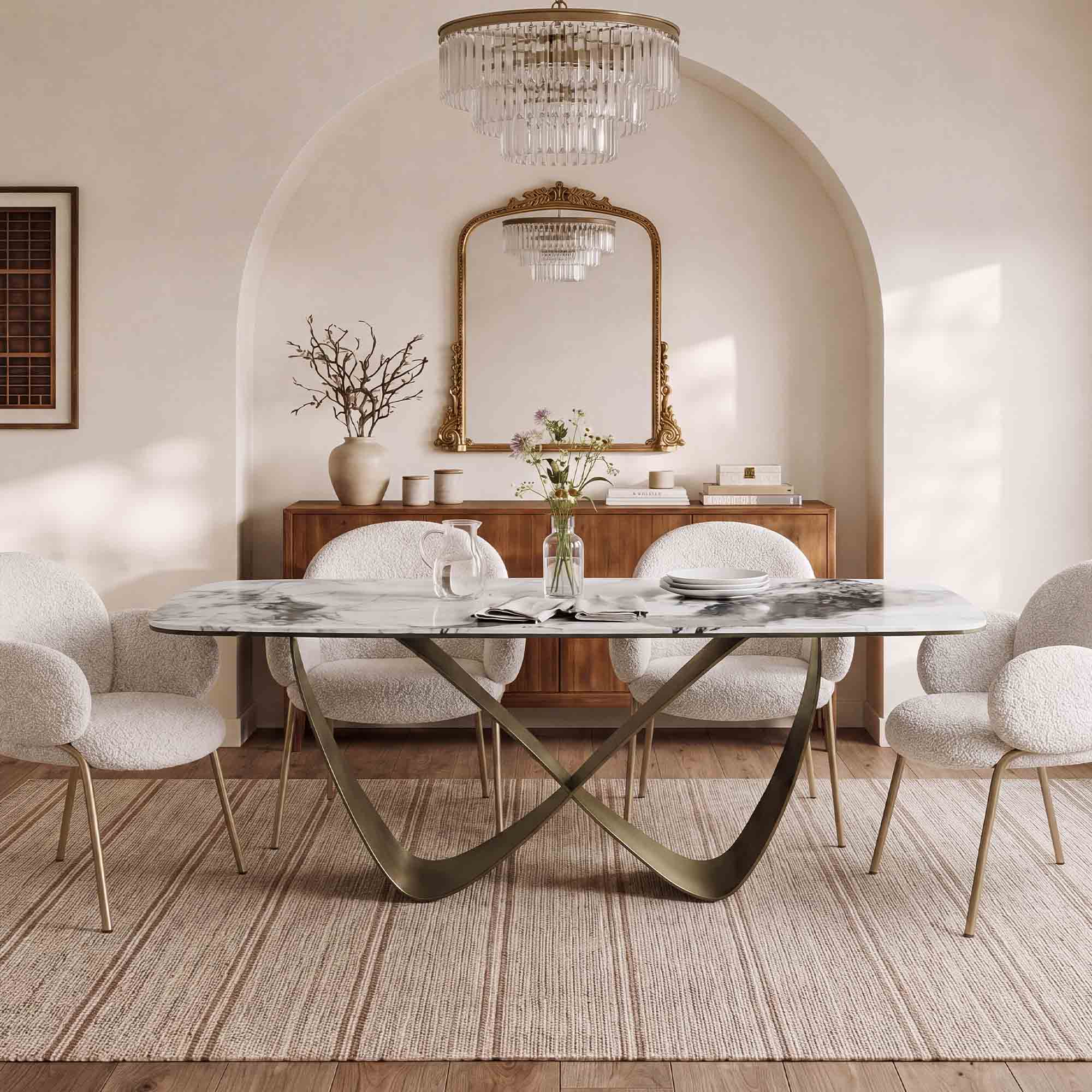 Dining Table with Sintered Stone and Loop Design