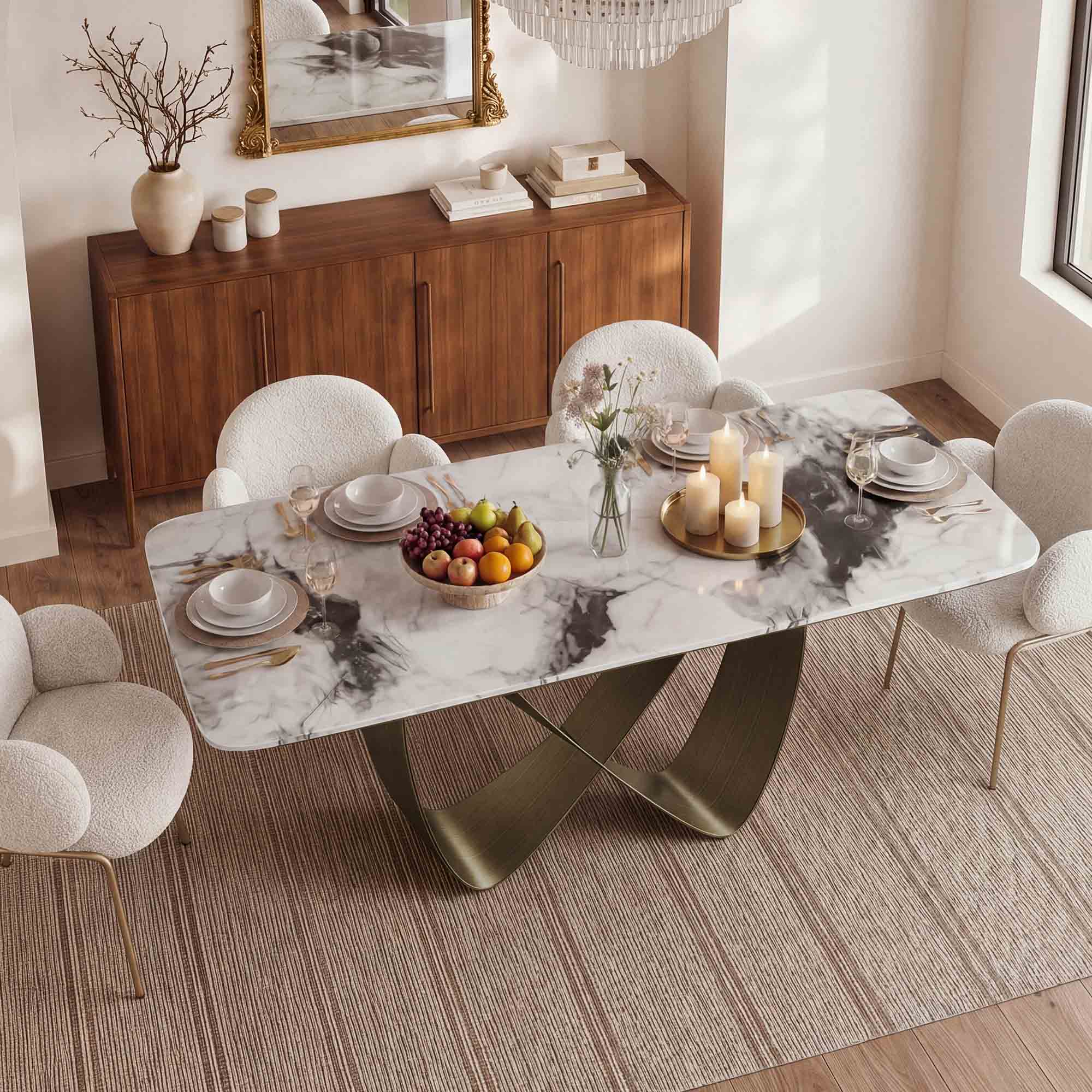 Dining Table with Sintered Stone and Loop Design