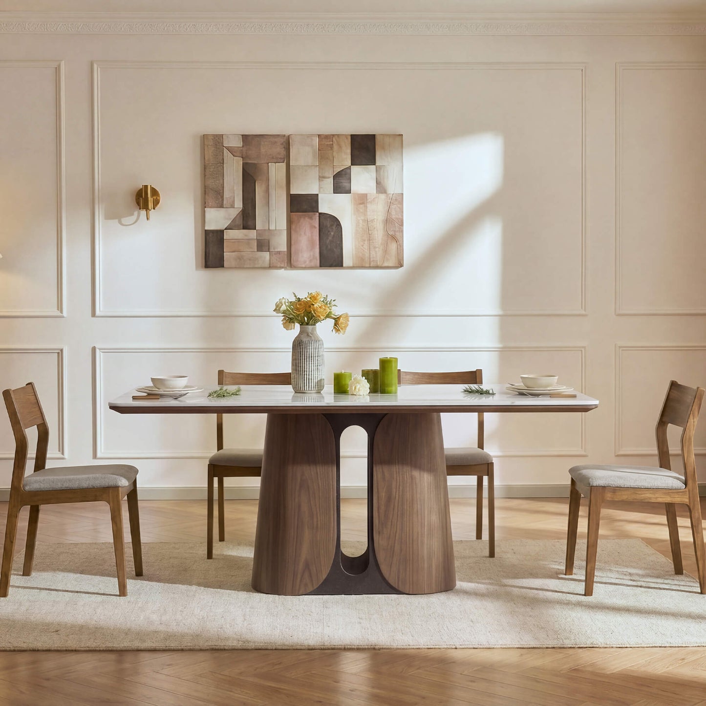 Dining Table with Sintered Stone Top and 78-Inch Length