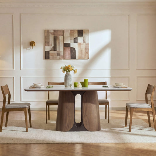 Dining Table with Sintered Stone Top and 78-Inch Length