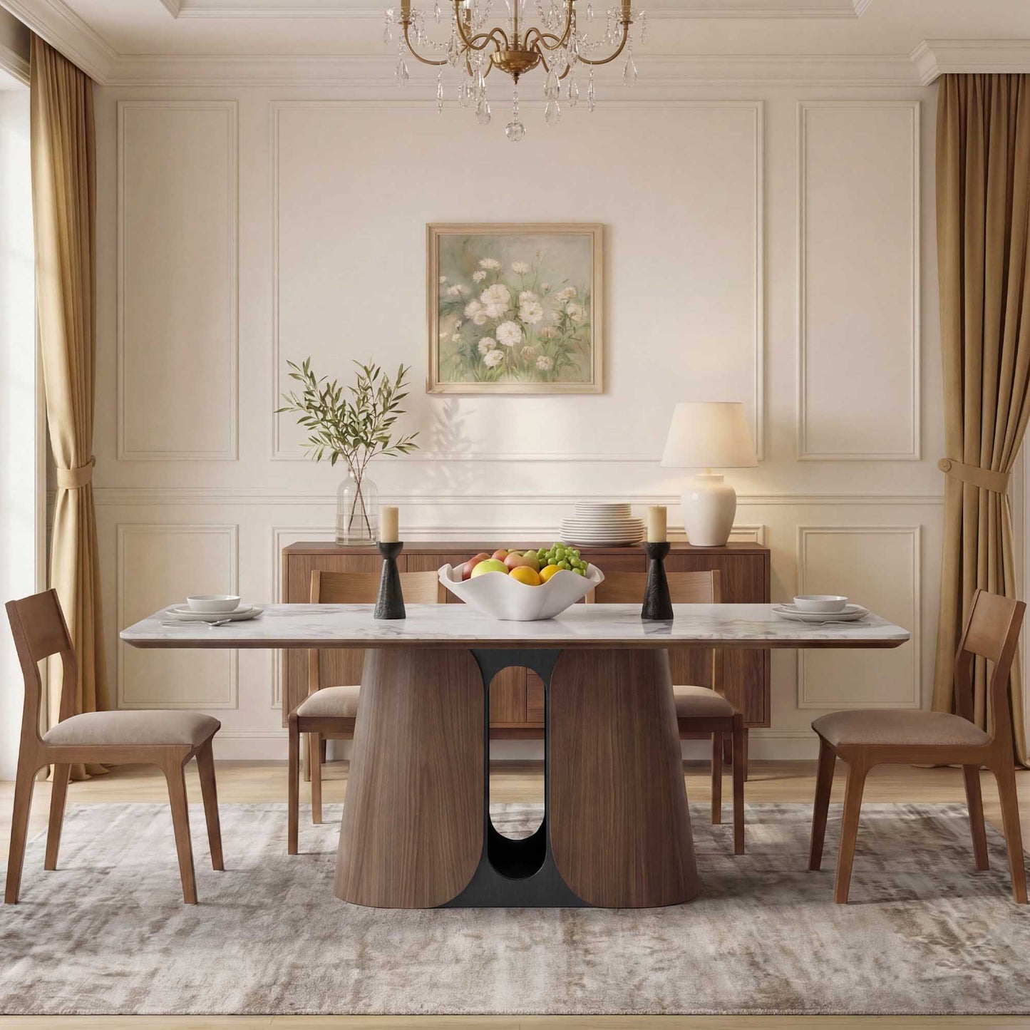 Dining Table with Sintered Stone Top and 78-Inch Length