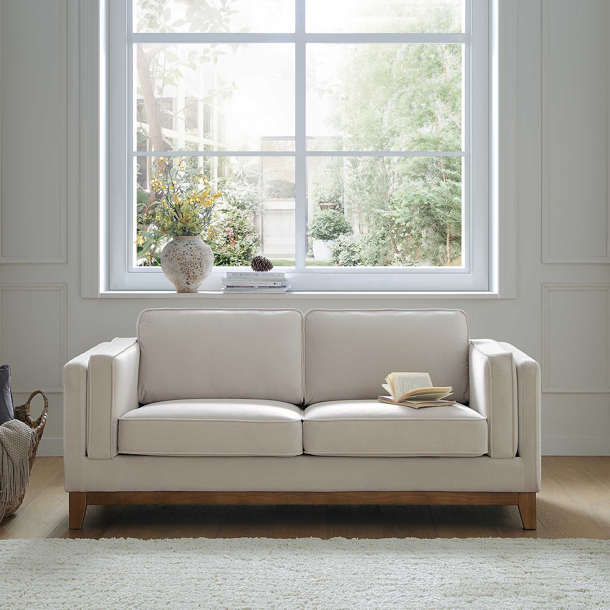 Dipley Velvet Sofa in Champagne, 2-Seater Design