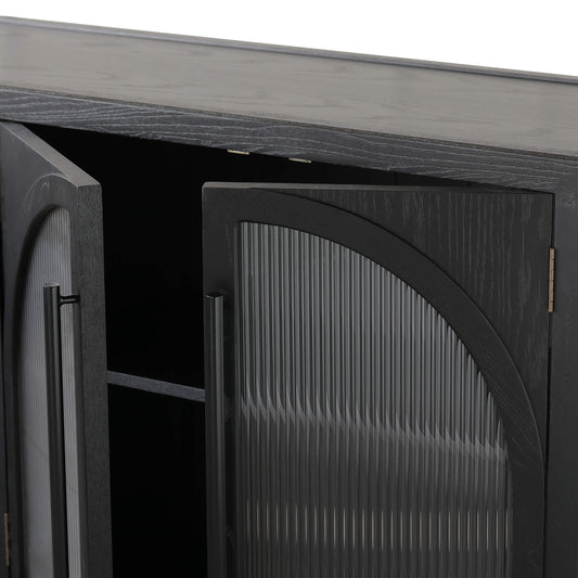 Display Sideboard in Black with 4 Doors and 71'' Length