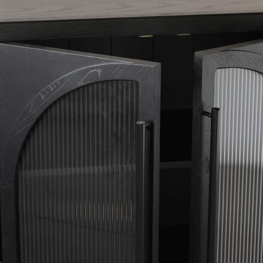 Display Sideboard in Black with 4 Doors and 71'' Length
