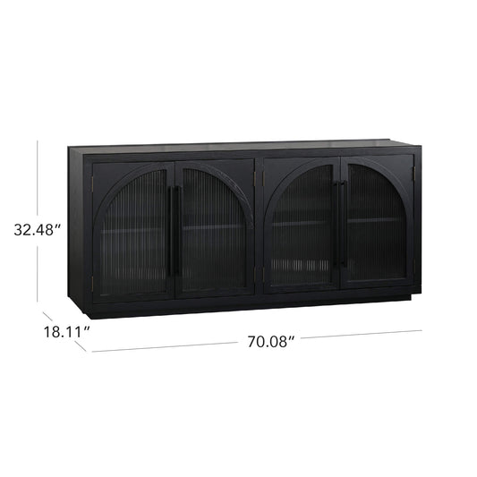 Display Sideboard in Black with 4 Doors and 71'' Length