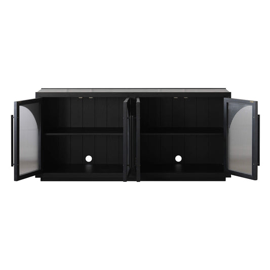 Display Sideboard in Black with 4 Doors and 71'' Length