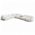 Extended Sectional Sofa Set in Off White Fabric
