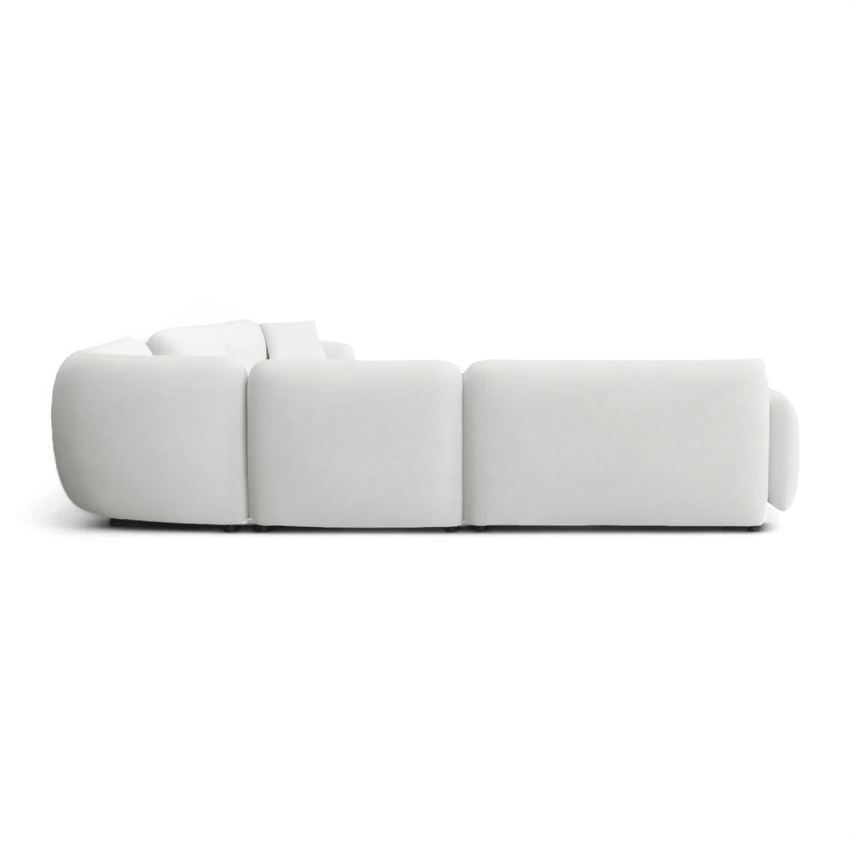 Extended Sectional Sofa Set in Off White Fabric
