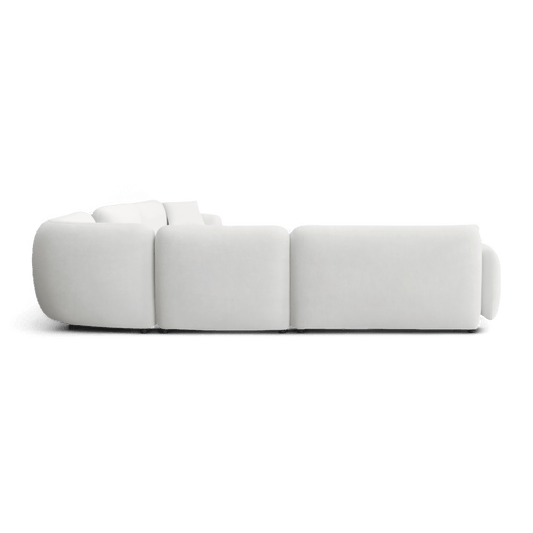 Extended Sectional Sofa Set in Off White Fabric