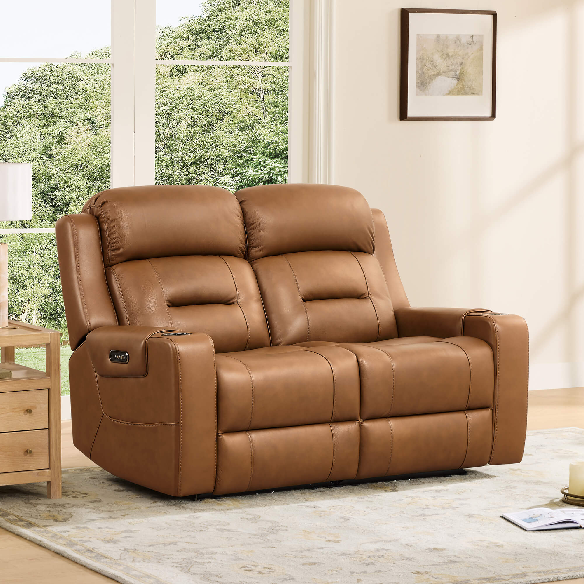 Dual Motor Reclining Sofa with Power Headrest in Garrison Fabric