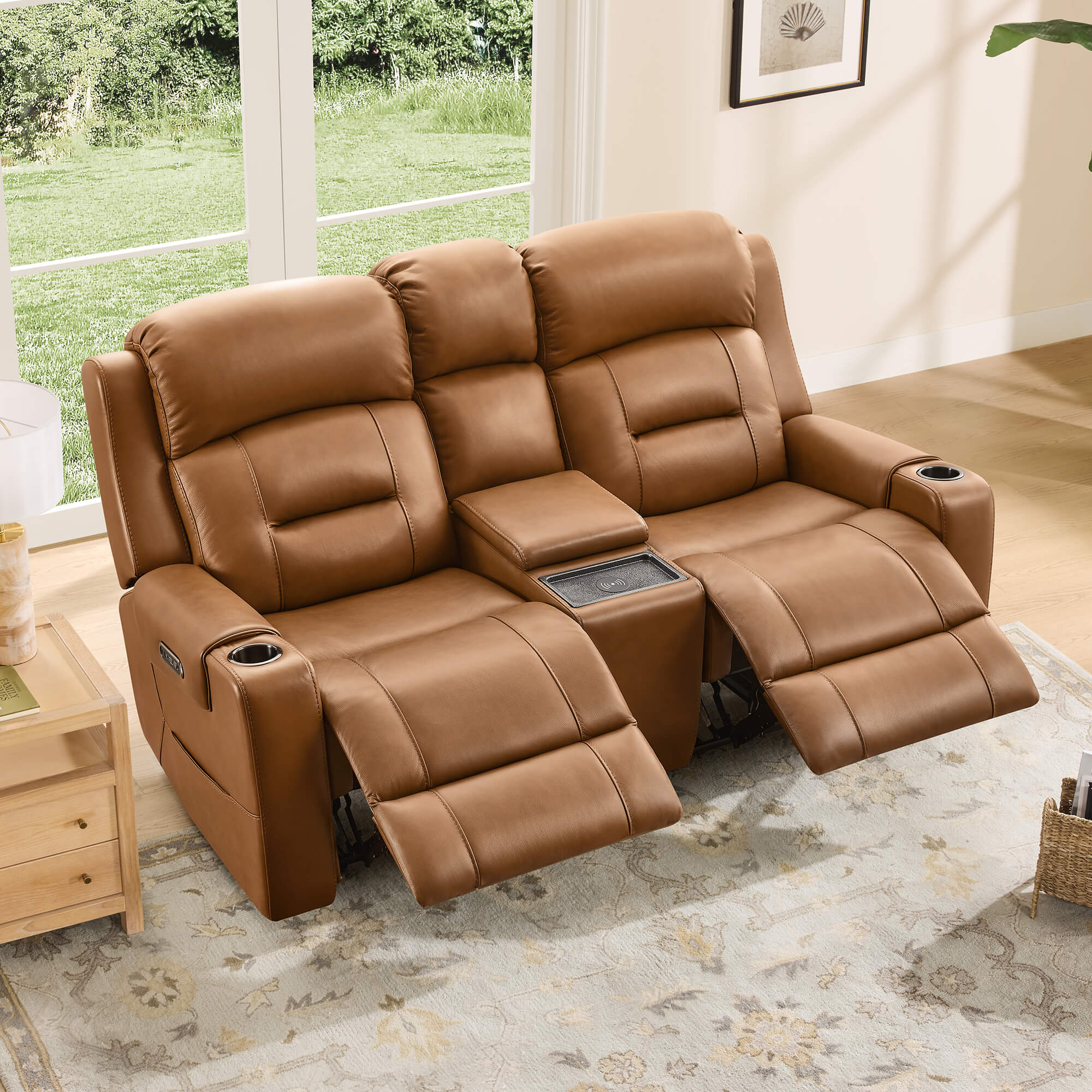 Dual Motor Reclining Sofa with Power Headrest in Garrison Fabric