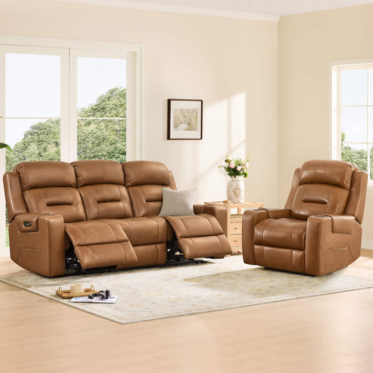 Dual Motor Reclining Sofa with Power Headrest in Garrison Fabric