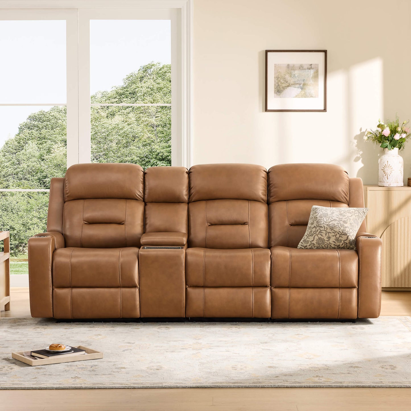 Dual Motor Reclining Sofa with Power Headrest in Garrison Fabric
