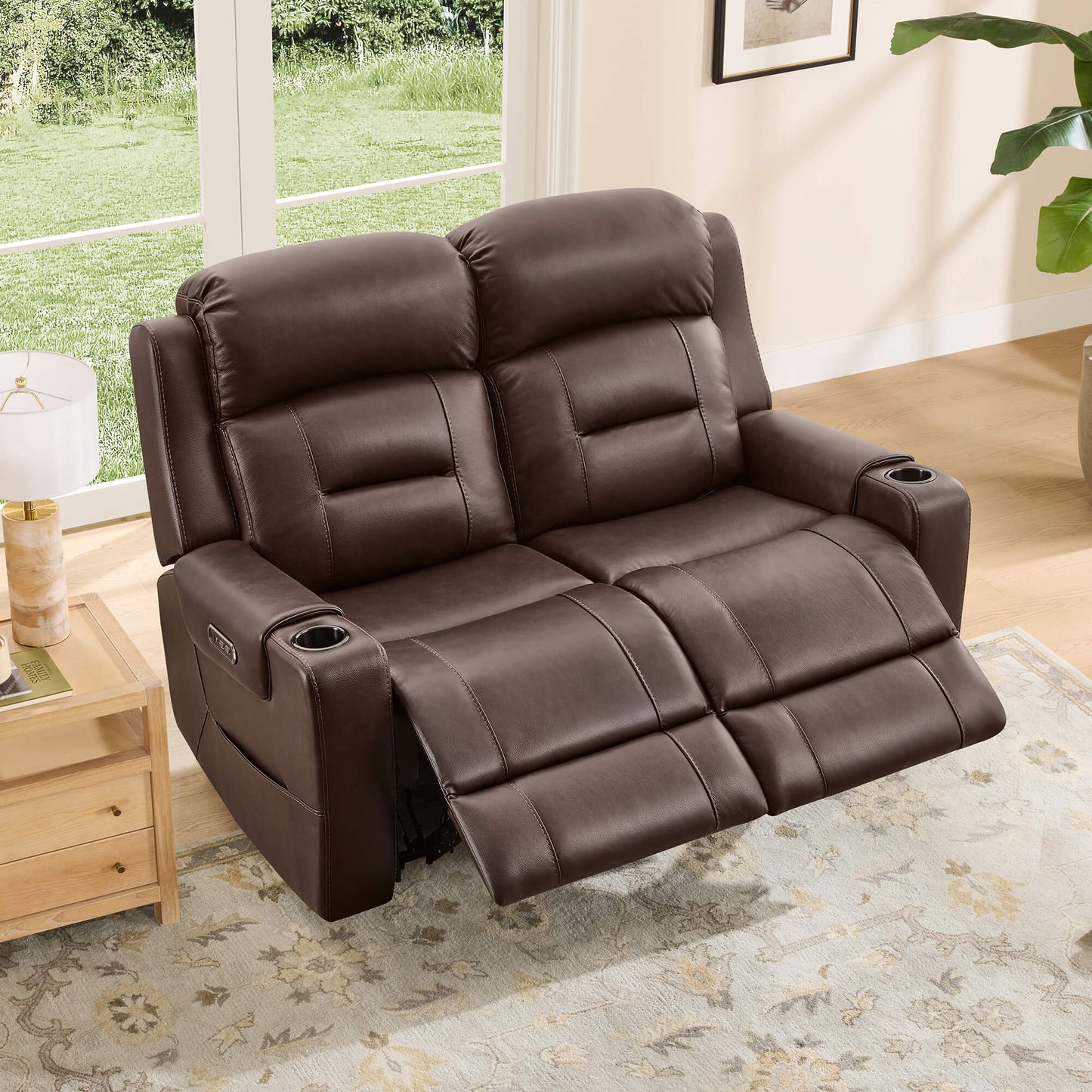 Dual Motor Reclining Sofa with Power Headrest in Garrison Fabric