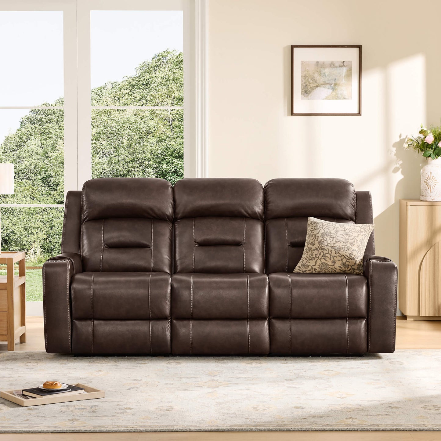 Dual Motor Reclining Sofa with Power Headrest in Garrison Fabric