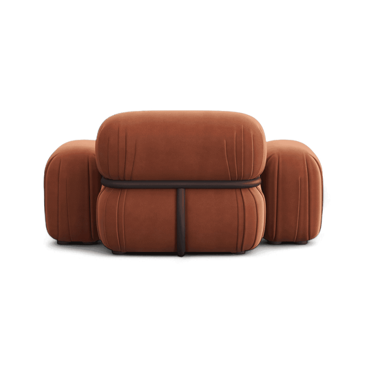 Lounge Chair Terracotta Velvet with Curved Backrest