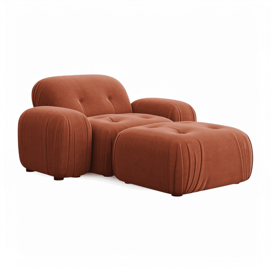 Lounge Chair Terracotta Velvet with Curved Backrest
