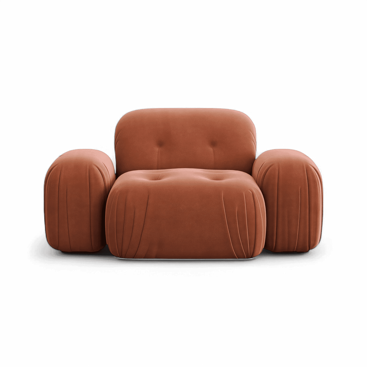 Lounge Chair Terracotta Velvet with Curved Backrest