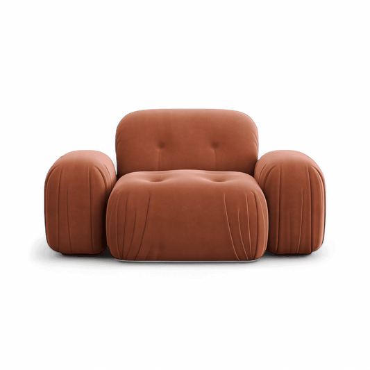 Lounge Chair Terracotta Velvet with Curved Backrest