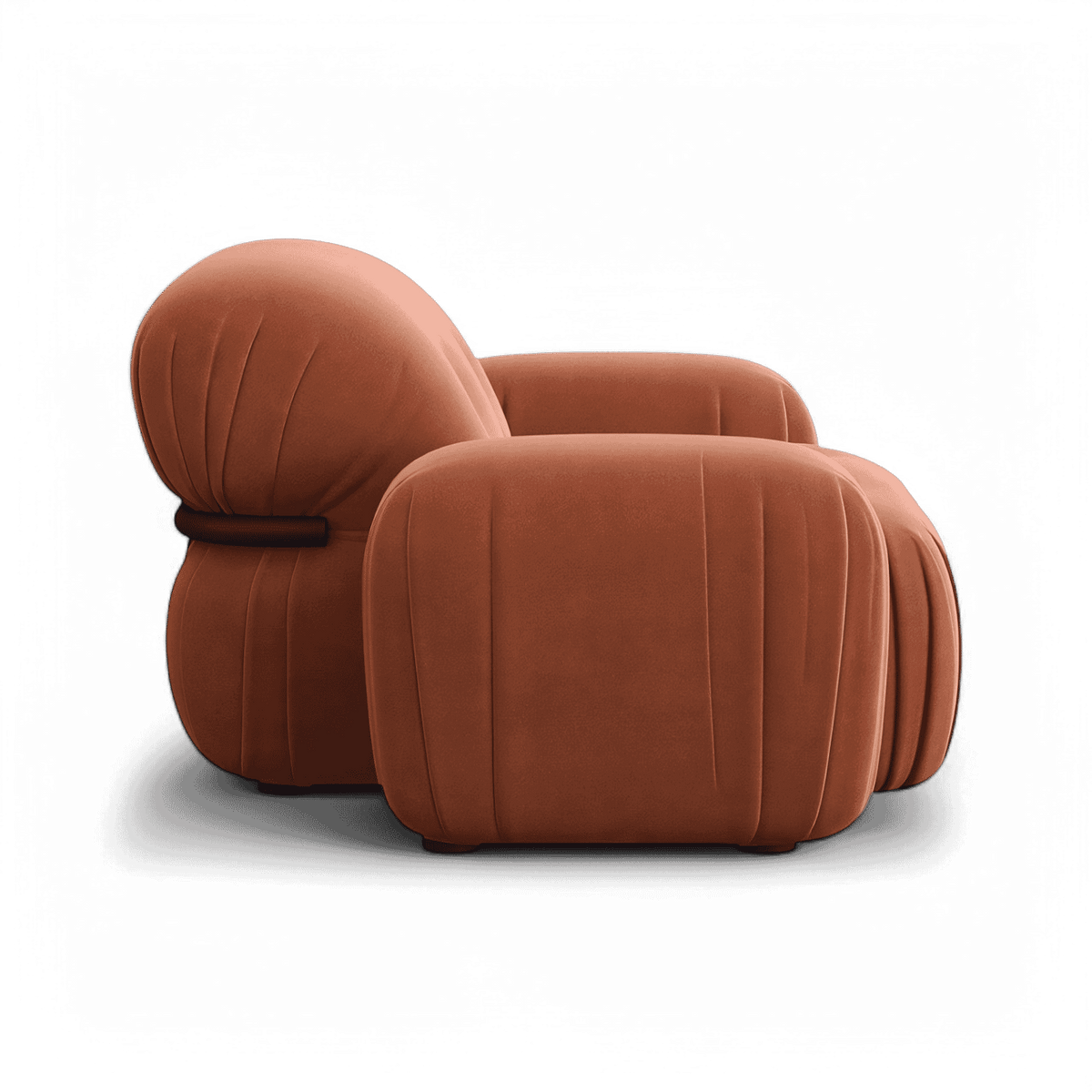 Lounge Chair Terracotta Velvet with Curved Backrest
