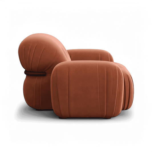 Lounge Chair Terracotta Velvet with Curved Backrest