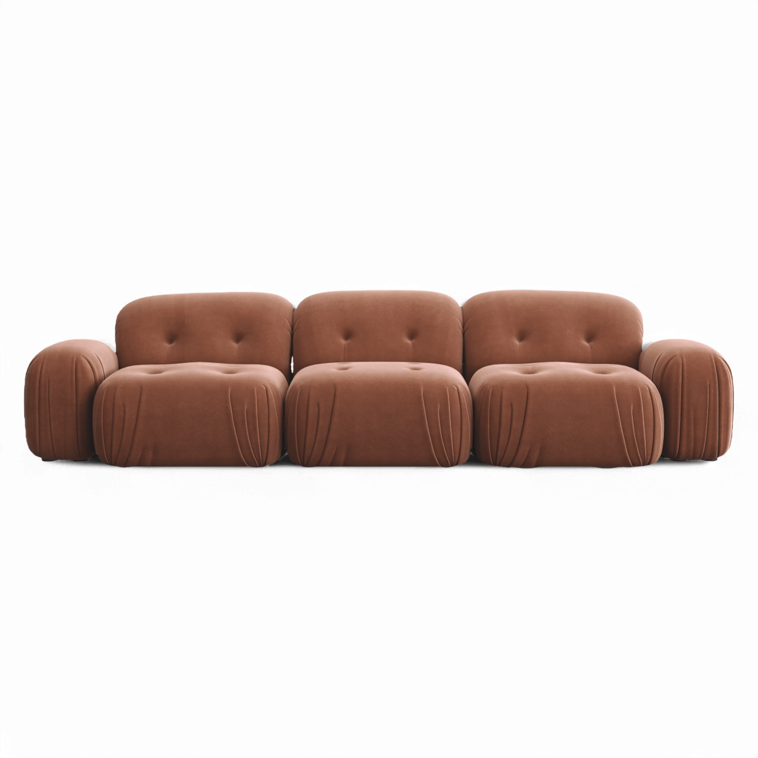 Sectional Sofa in Terracotta Velvet with Modern Design