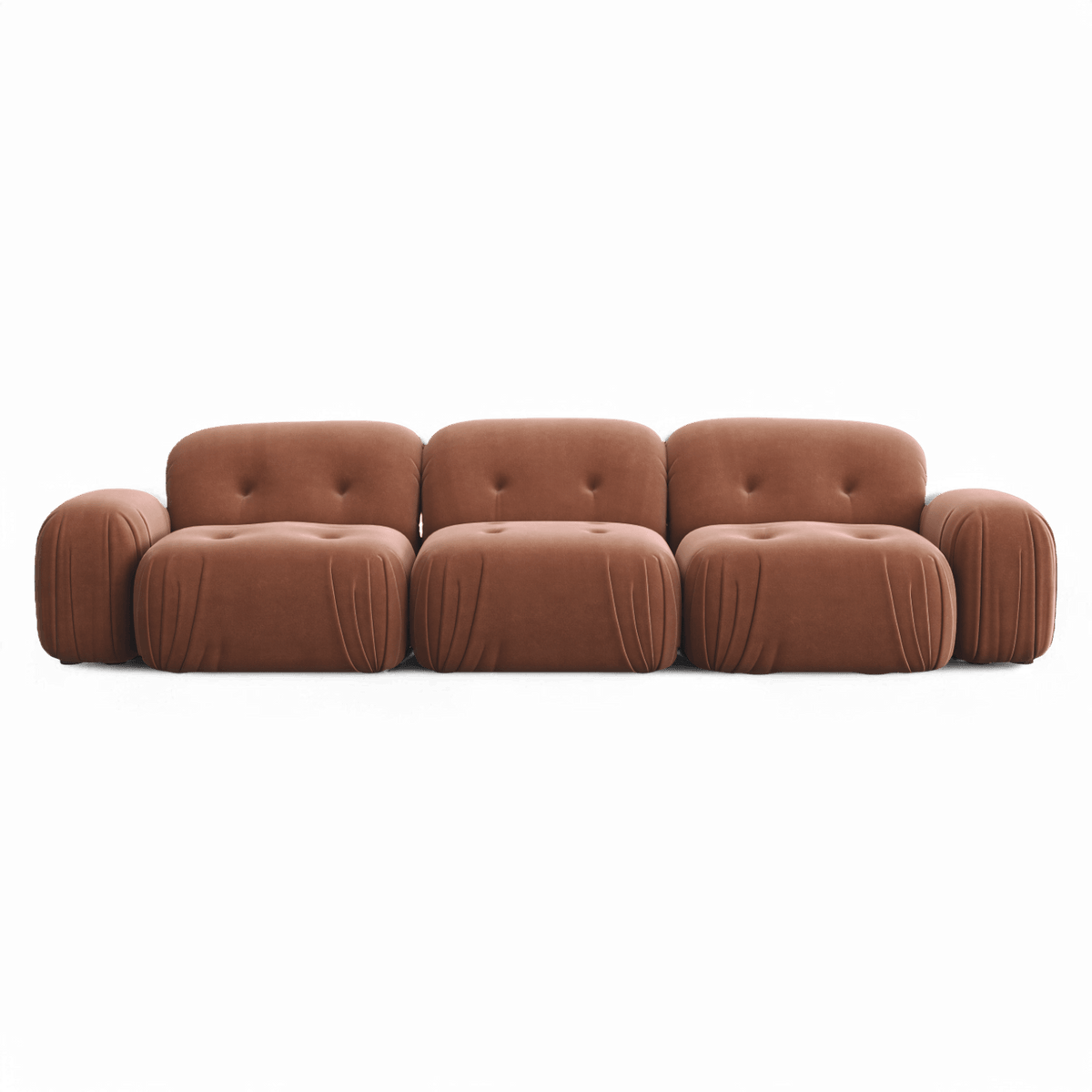 Sectional Sofa in Terracotta Velvet with Modern Design