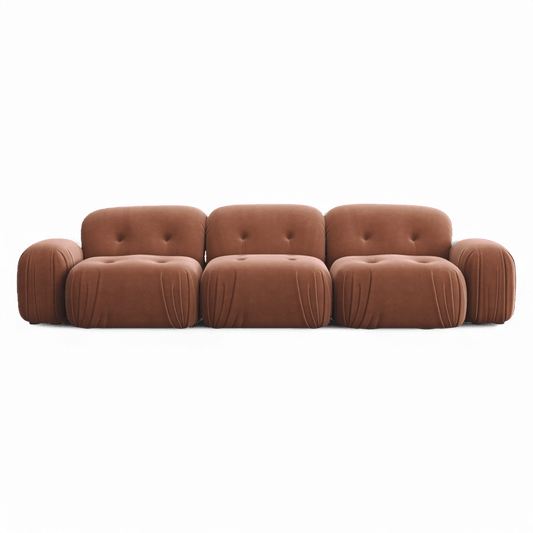 Sectional Sofa in Terracotta Velvet with Modern Design