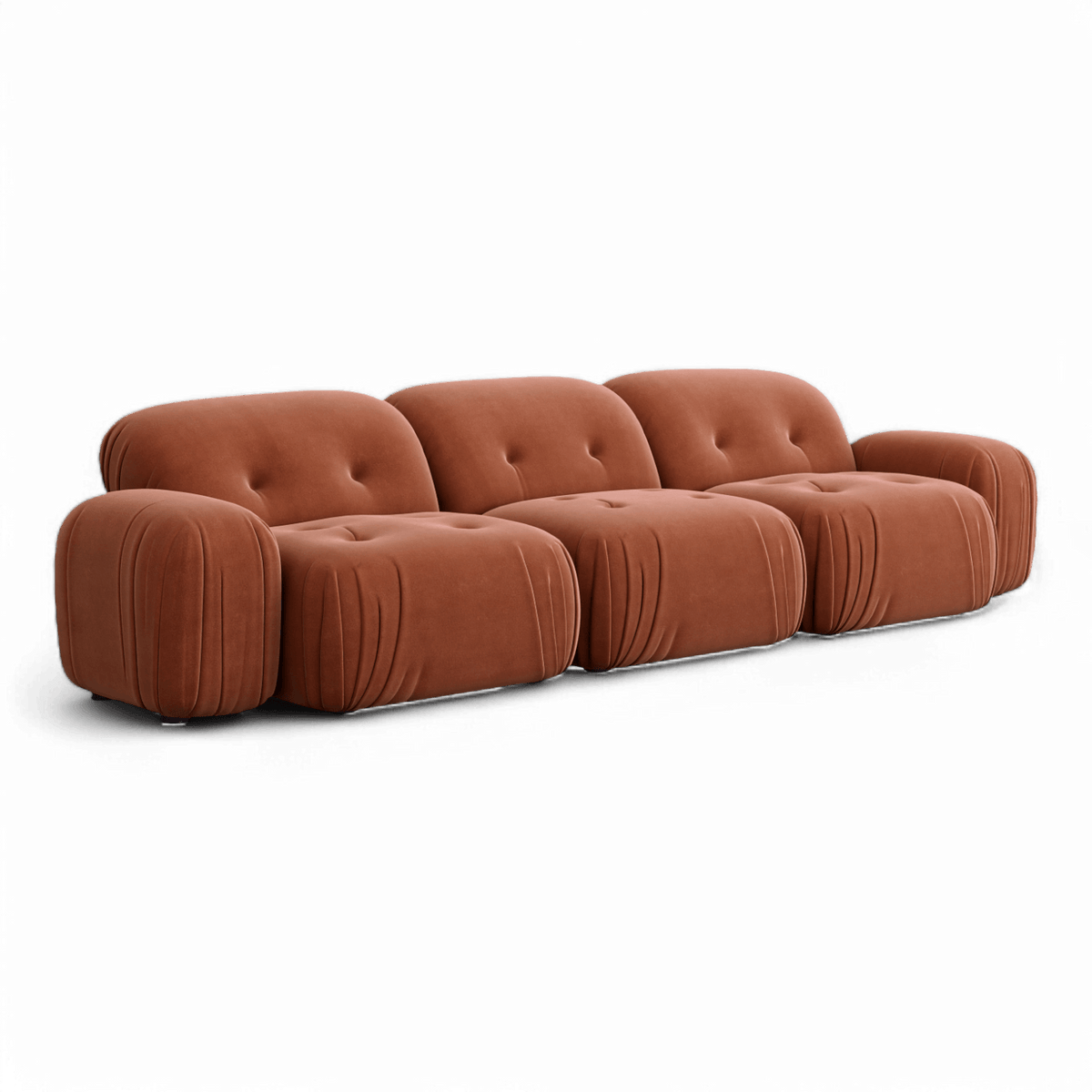 Sectional Sofa in Terracotta Velvet with Modern Design
