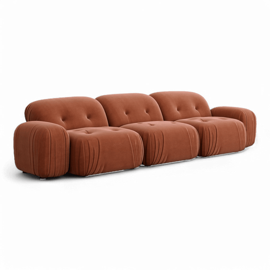 Sectional Sofa in Terracotta Velvet with Modern Design