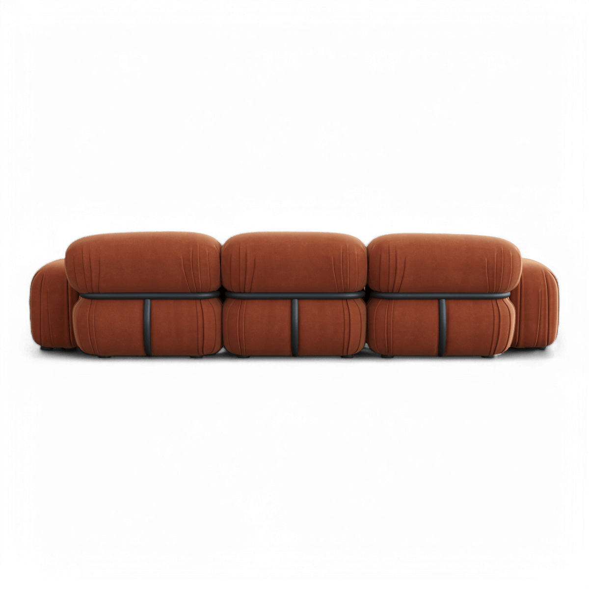 Sectional Sofa in Terracotta Velvet with Modern Design