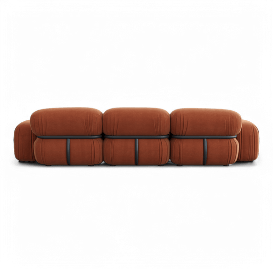 Sectional Sofa in Terracotta Velvet with Modern Design