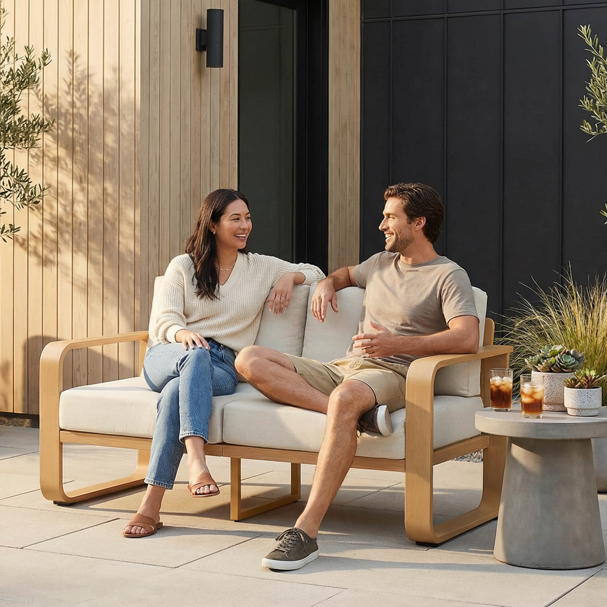 Dylan Modern Outdoor Patio Sofa with Cushioned Seating