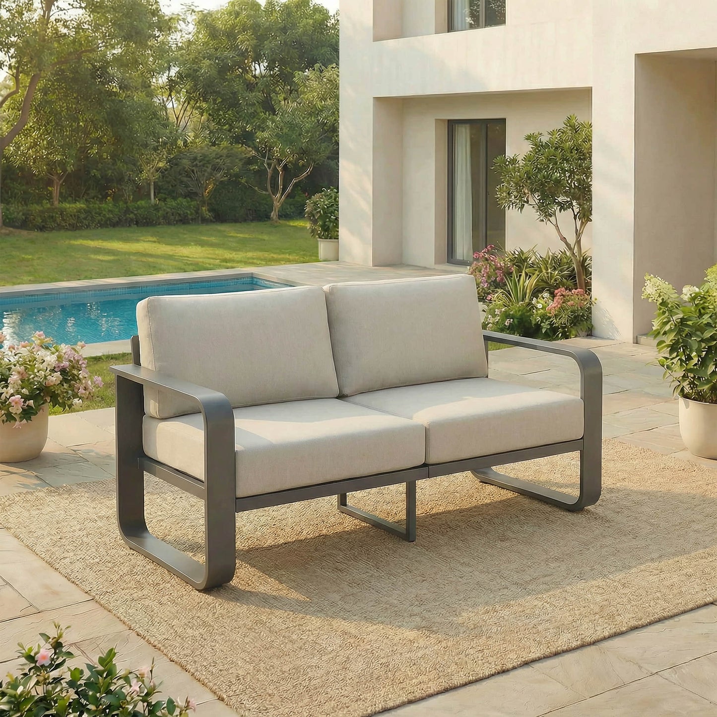 Dylan Modern Outdoor Patio Sofa with Cushioned Seating