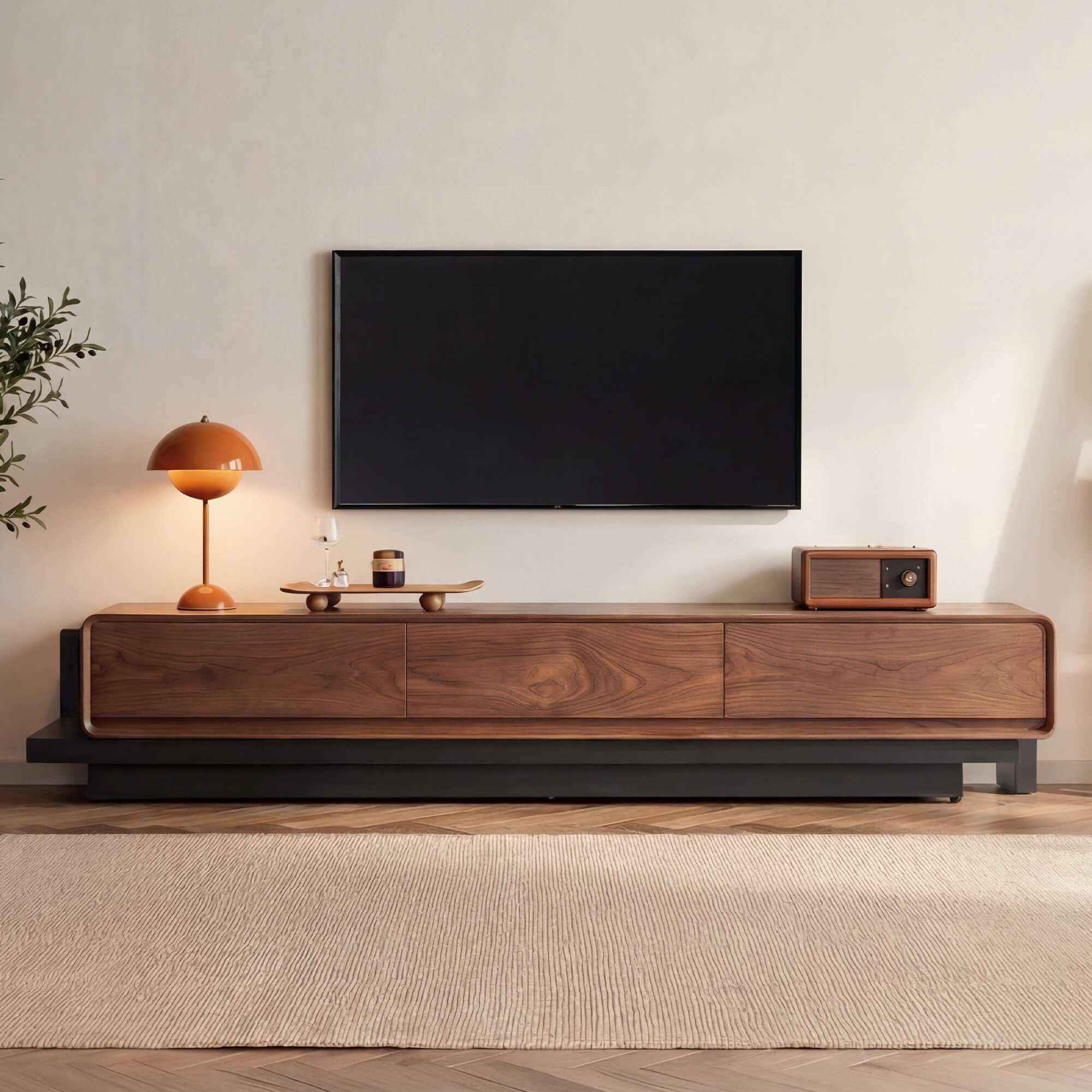Extendable TV Media Console in Walnut, 79"-110" Width