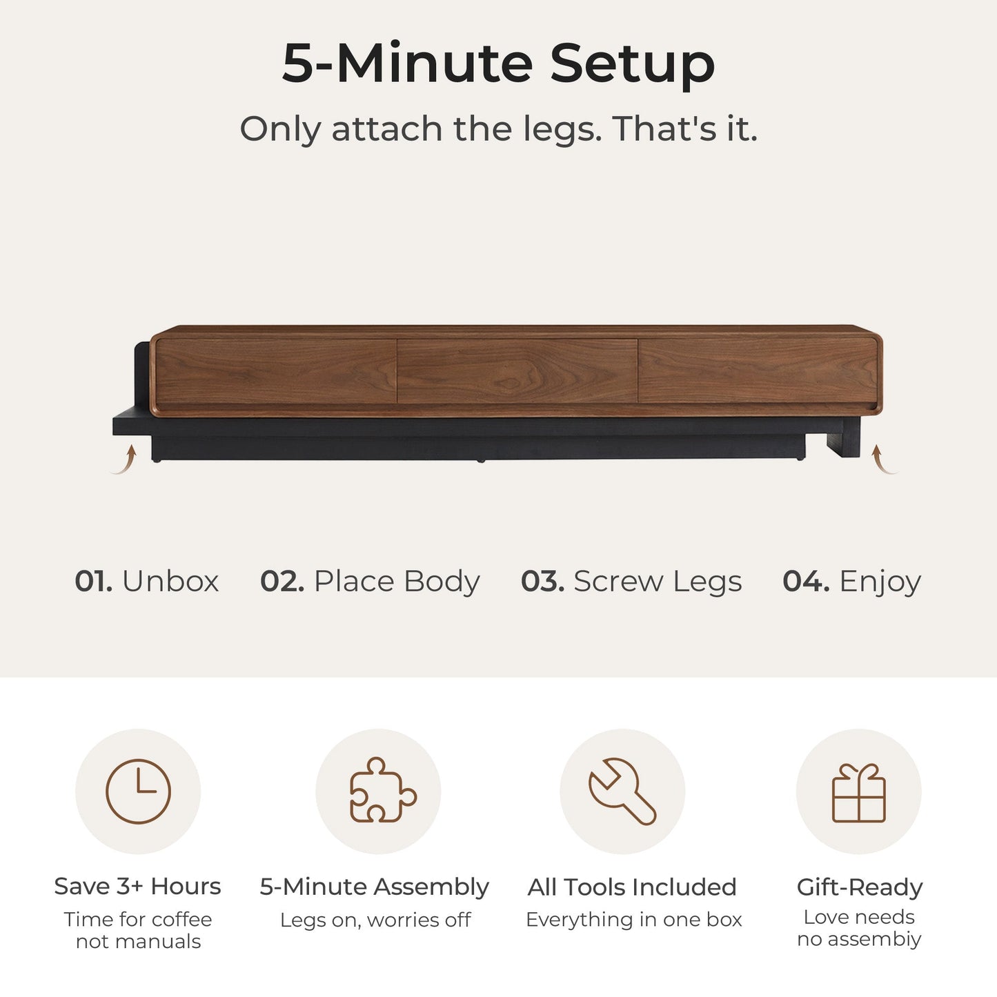 Extendable TV Media Console in Walnut, 79"-110" Width