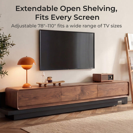 Extendable TV Media Console in Walnut, 79"-110" Width
