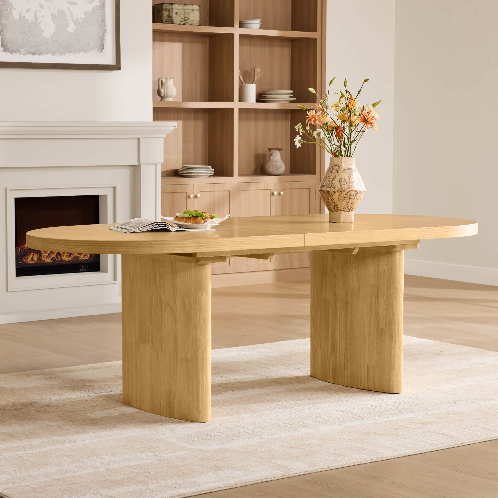 Extendable Wood Dining Table, 70.9"-86.6" Length