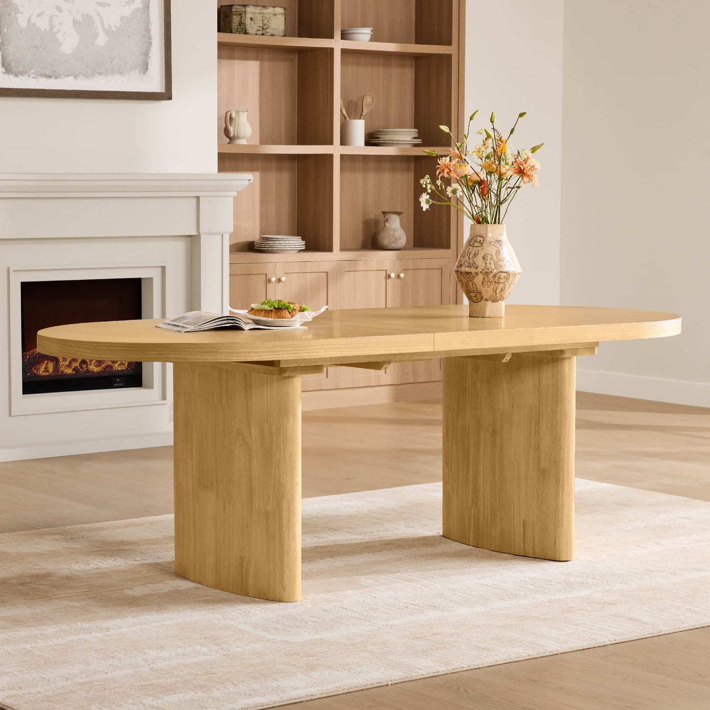 Extendable Wood Dining Table, 70.9"-86.6" Length