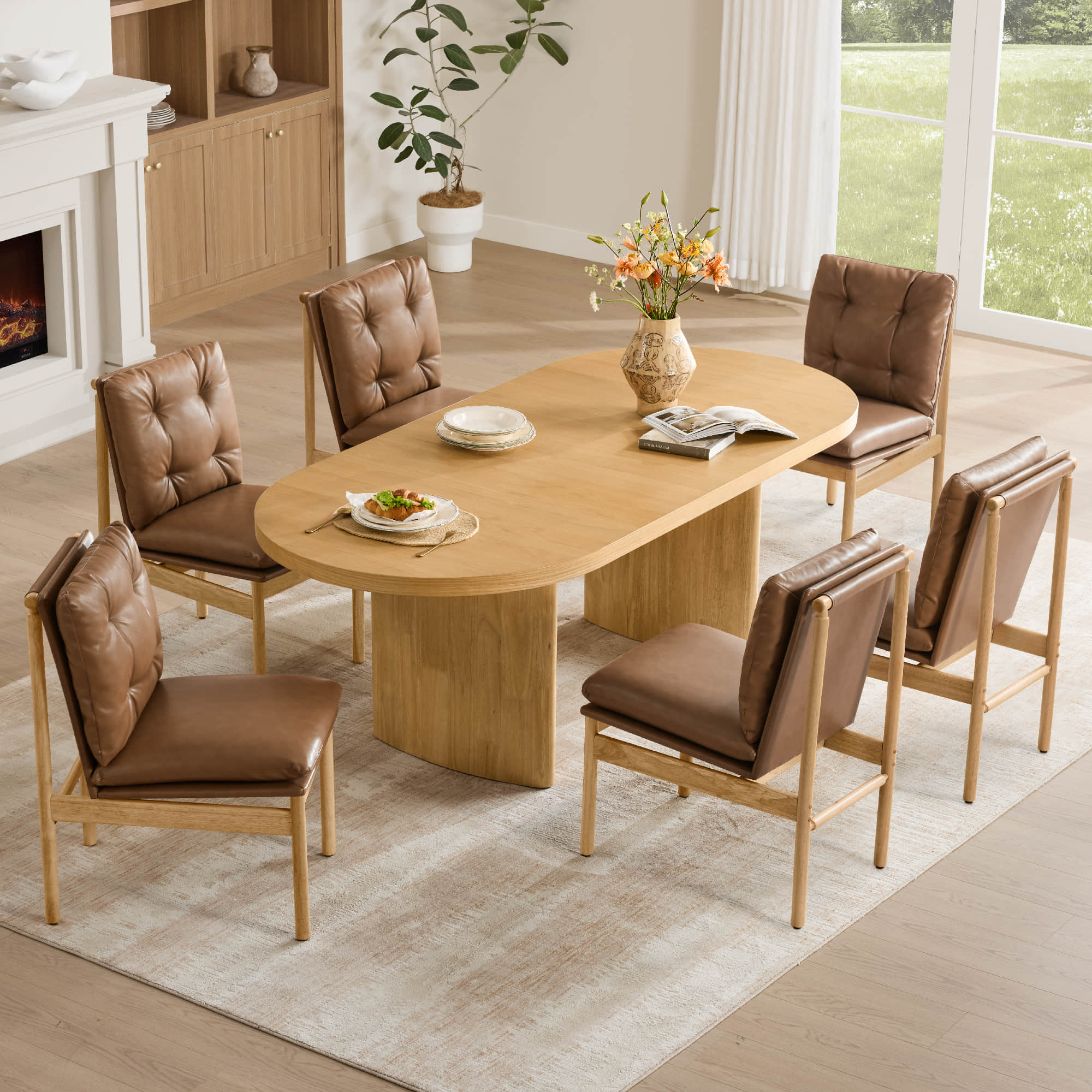 Extendable Wood Dining Table, 70.9"-86.6" Length