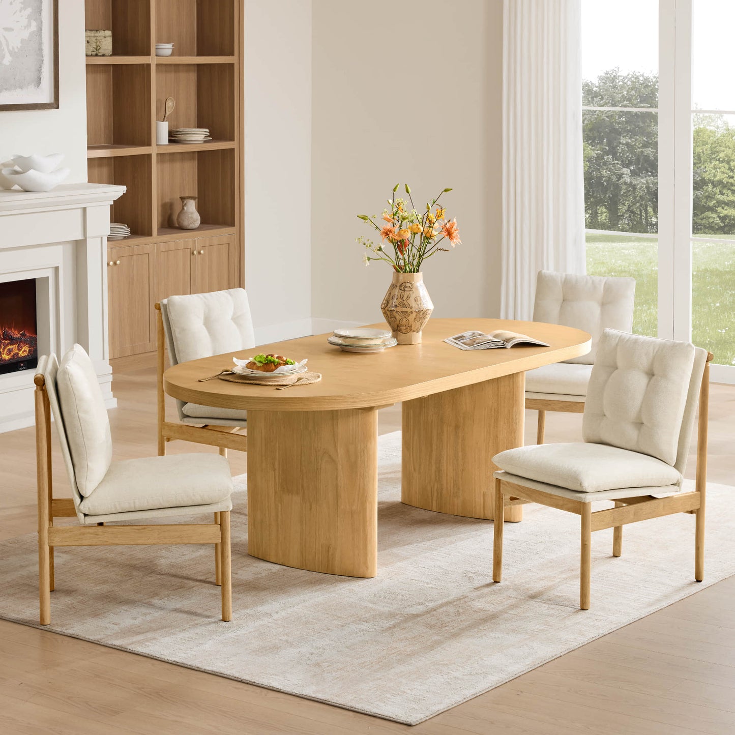 Extendable Wood Dining Table, 70.9"-86.6" Length