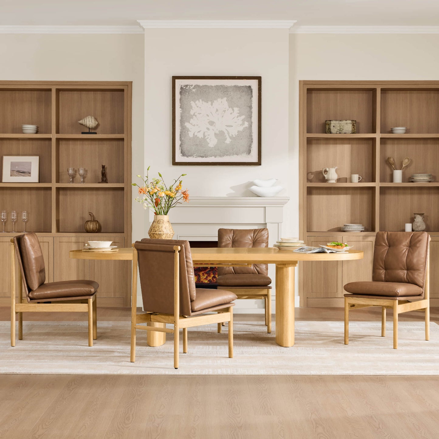Extendable Wood Dining Table Set for 4-6 with Rustic Finish