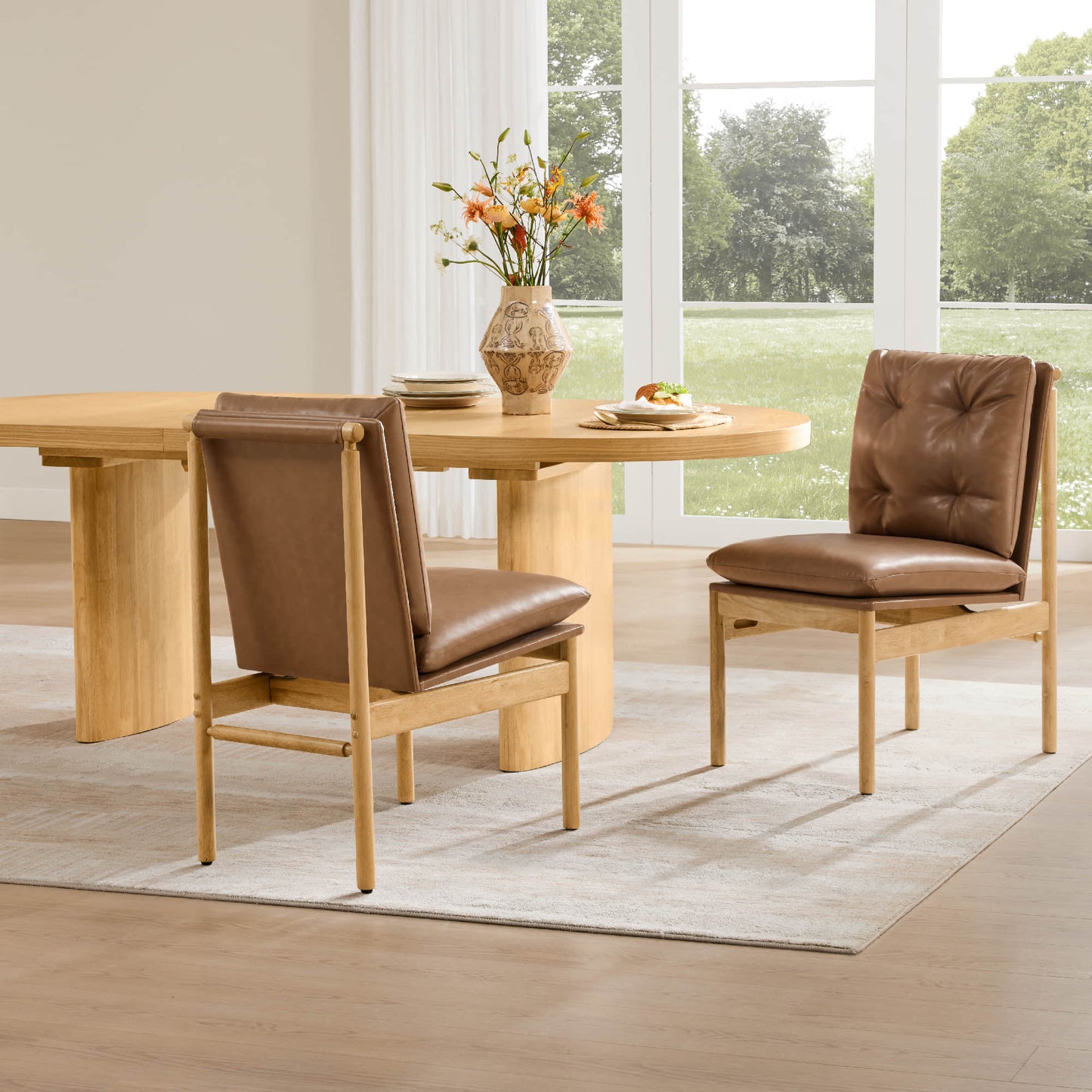 Extendable Wood Dining Table Set for 4-6 with Rustic Finish