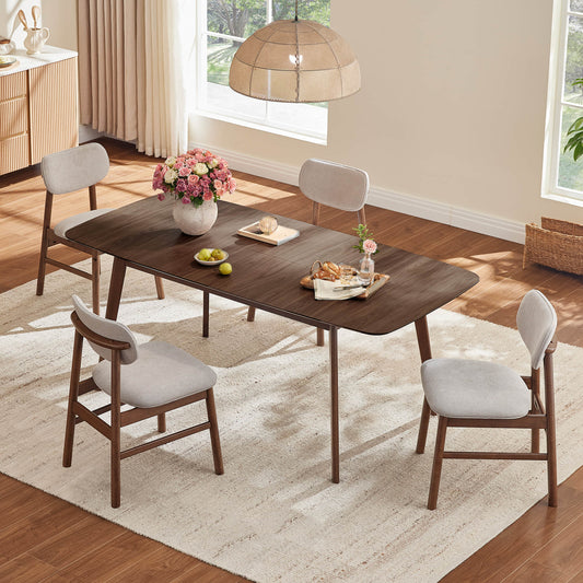 Extendable Wooden Dining Table Set with Six Chairs