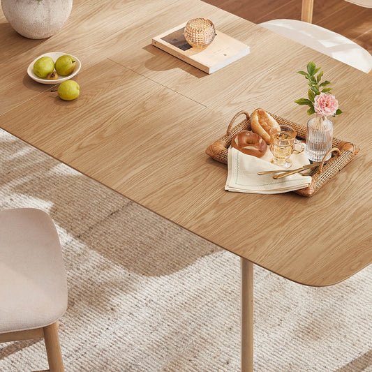 Extendable Wooden Dining Table Set with Six Chairs